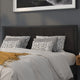 Black,King |#| King Size Upholstered Metal Panel Headboard in Tufted Black Fabric