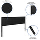 Black,King |#| King Size Upholstered Metal Panel Headboard in Tufted Black Fabric