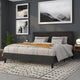 Black,King |#| King Size Upholstered Metal Panel Headboard in Tufted Black Fabric