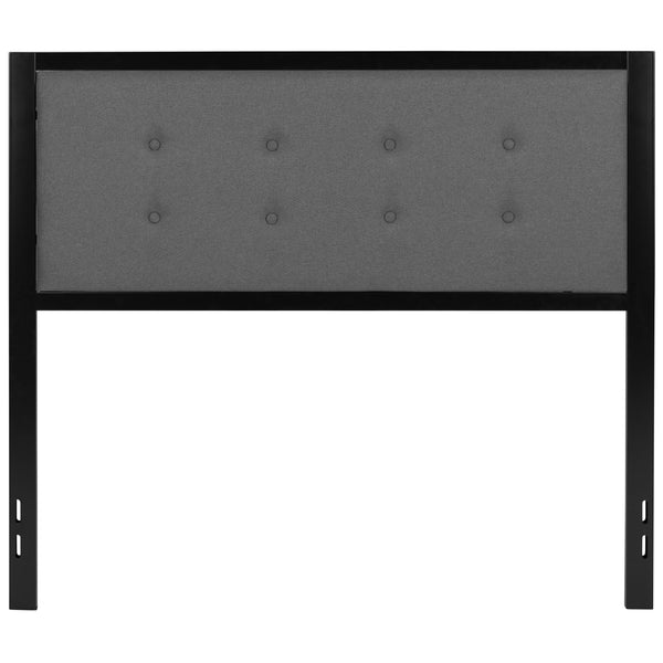 Dark Gray,Full |#| Full Size Upholstered Metal Panel Headboard in Tufted Dark Gray Fabric