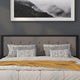 Dark Gray,King |#| King Size Upholstered Metal Panel Headboard in Tufted Dark Gray Fabric