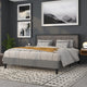 Dark Gray,King |#| King Size Upholstered Metal Panel Headboard in Tufted Dark Gray Fabric