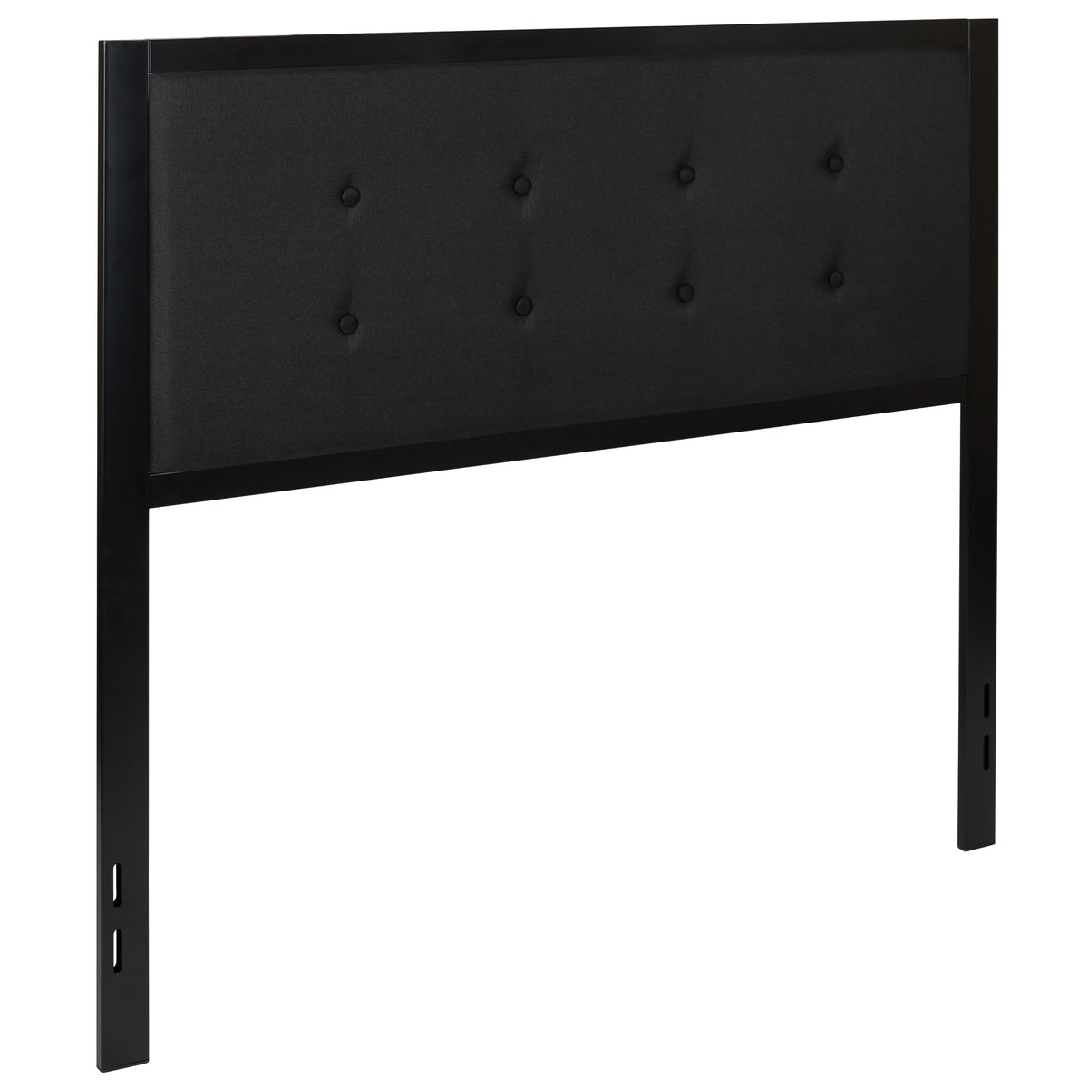 Black,Full |#| Full Size Upholstered Metal Panel Headboard in Tufted Black Fabric