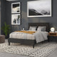 Black,Full |#| Full Size Upholstered Metal Panel Headboard in Tufted Black Fabric