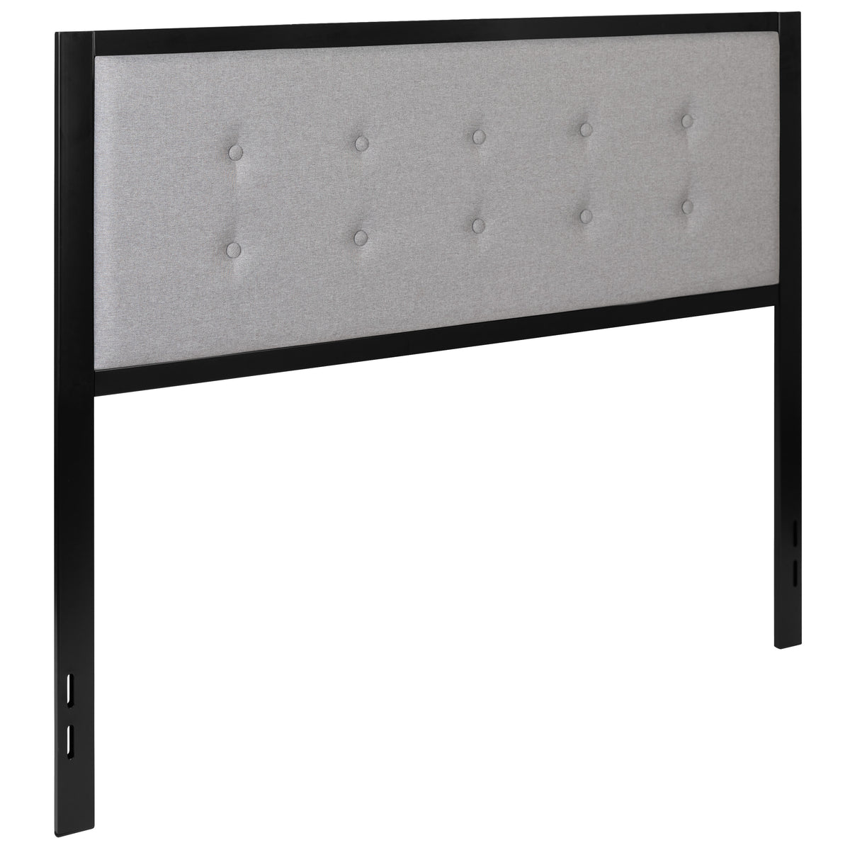 Light Gray,Queen |#| Queen Size Upholstered Metal Panel Headboard in Tufted Light Gray Fabric