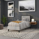 Light Gray,Twin |#| Twin Size Upholstered Metal Panel Headboard in Tufted Light Gray Fabric