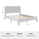 Gray Fabric/Walnut Legs,Queen |#| Faux Linen Upholstered Queen Size Platform Bed with Piped Headboard in Gray