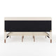 Beige Fabric/Walnut Legs,King |#| Faux Linen Upholstered King Size Platform Bed with Piped Headboard in Beige