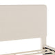 Beige Fabric/Walnut Legs,King |#| Faux Linen Upholstered King Size Platform Bed with Piped Headboard in Beige