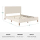 Beige Fabric/Walnut Legs,Queen |#| Faux Linen Upholstered Queen Size Platform Bed with Piped Headboard in Beige