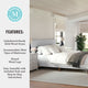 Gray Fabric/Walnut Legs,King |#| Faux Linen Upholstered King Size Platform Bed with Piped Headboard in Gray