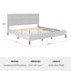 Gray Fabric/Walnut Legs,King |#| Faux Linen Upholstered King Size Platform Bed with Piped Headboard in Gray