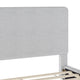 Gray Fabric/Walnut Legs,King |#| Faux Linen Upholstered King Size Platform Bed with Piped Headboard in Gray