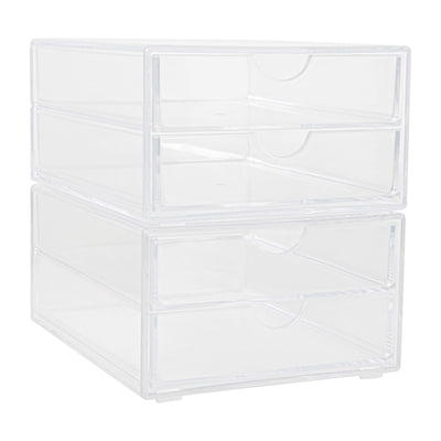 Brody 2 Pack Plastic Stackable Office Desktop Organizer Boxes with 2 Drawers - View 1