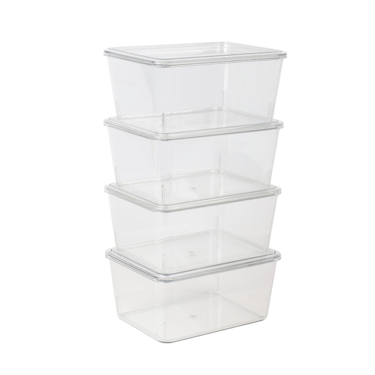 Martha Stewart Brody 4 Pack Stackable Plastic Storage Box with Lids Office Desktop Organizers, 6.75 x 5
