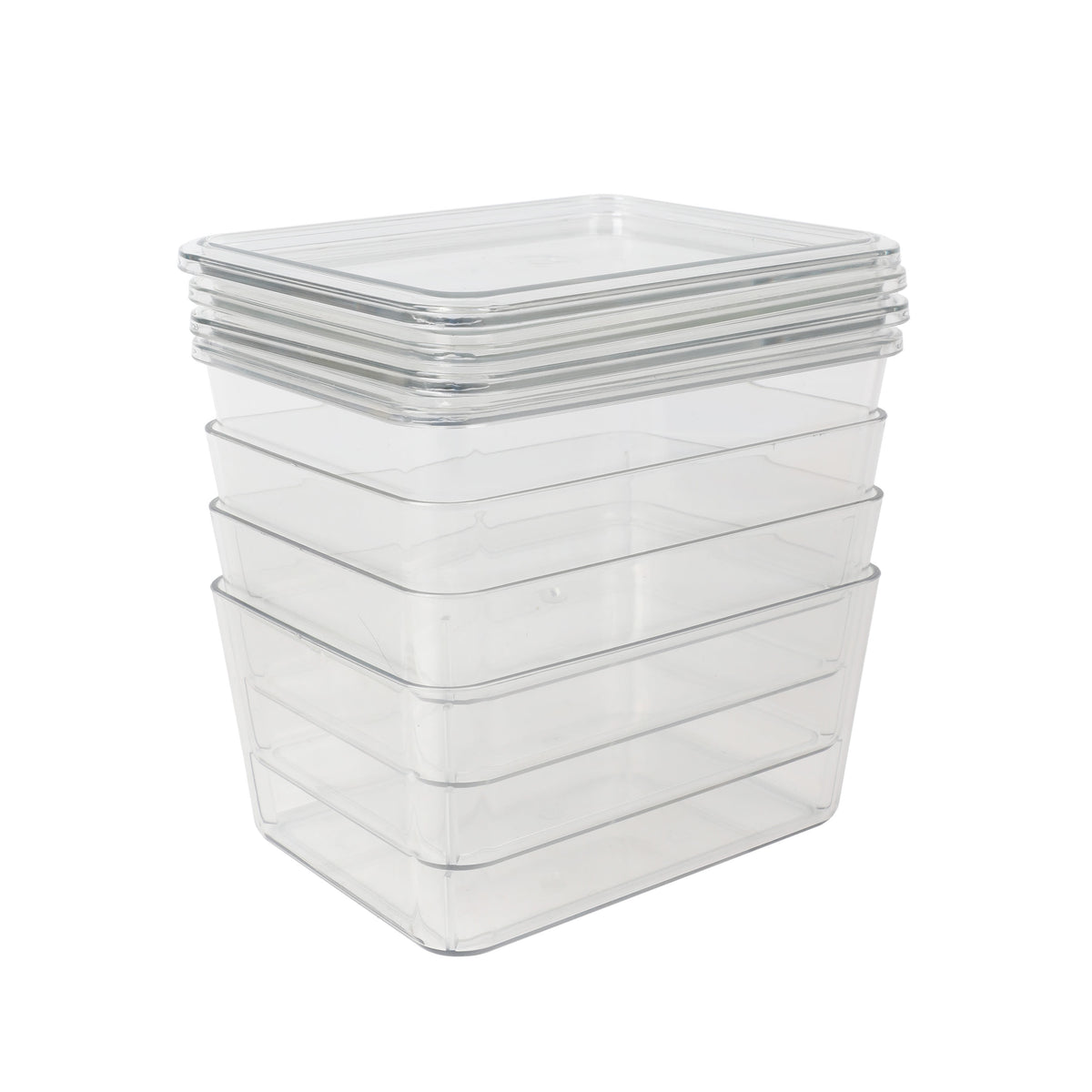 Premium 6.75" x 5" Clear Plastic Storage Boxes with Lids - Set of 4