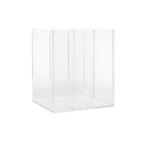 Premium Acrylic 3 Section Desktop File Holder with Anti-Slip Feet - Clear