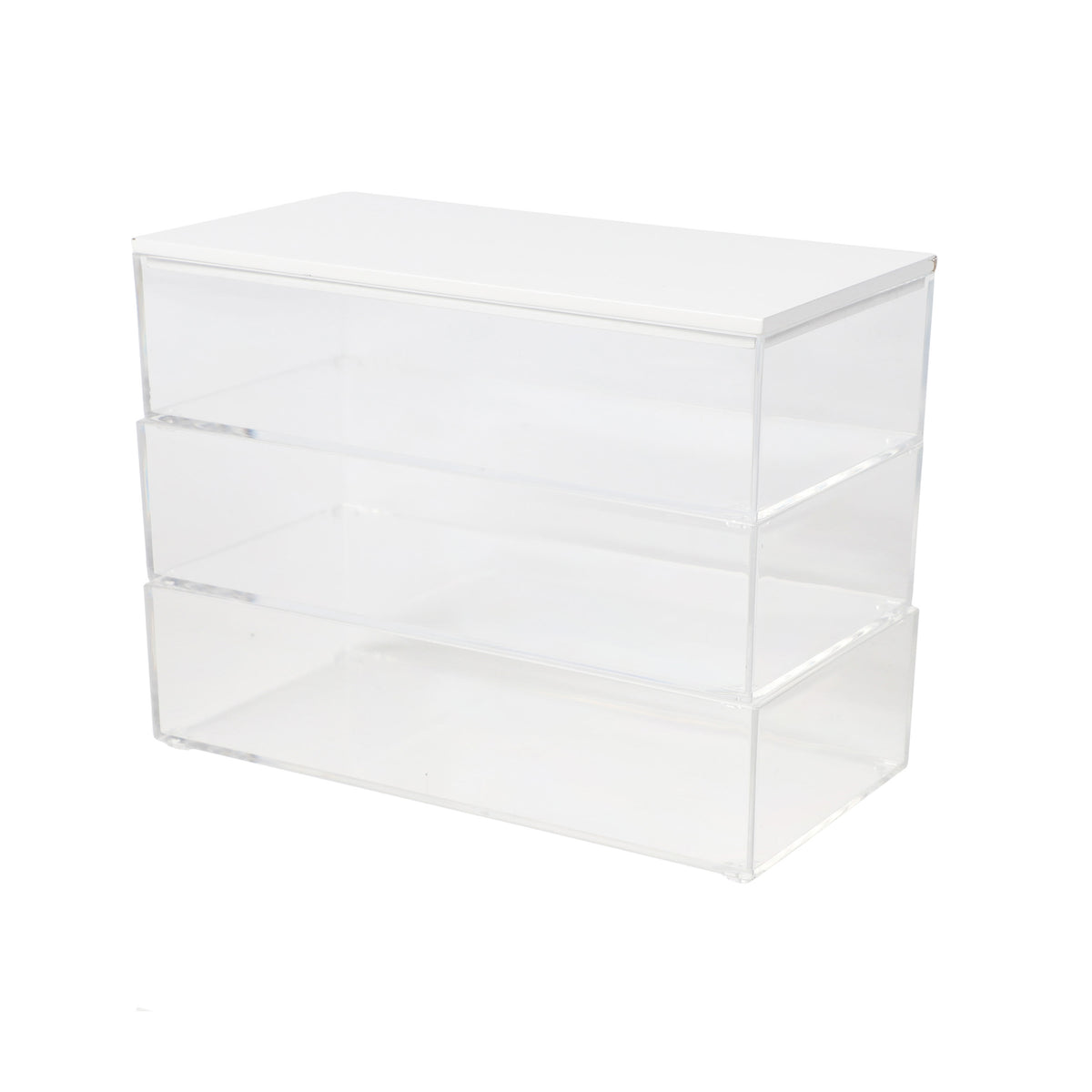 Clear/White |#| Premium Clear Plastic Storage Bins with White MDF Lid - 7.5"x3"