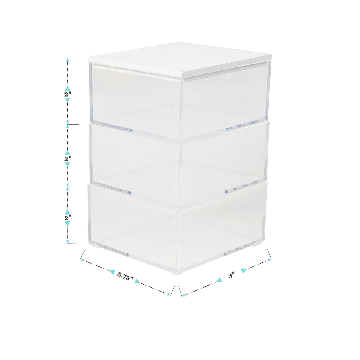 Clear/White |#| Premium Clear Plastic Storage Bins with White MDF Lid-3.75"x3"