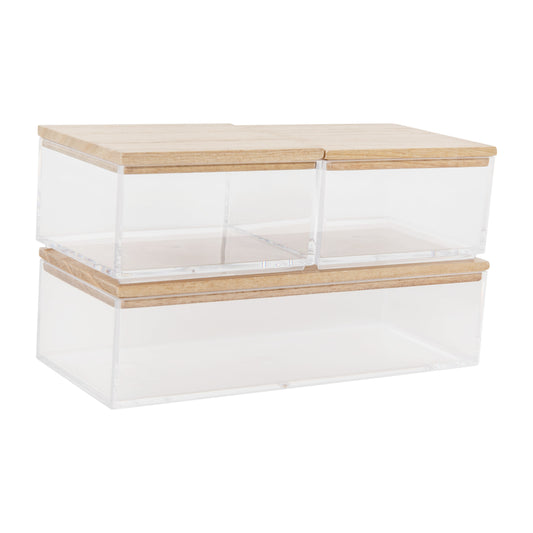 Brody Clear Plastic Storage Organizer Bins with Lids for Home Office, Kitchen, or Bathroom