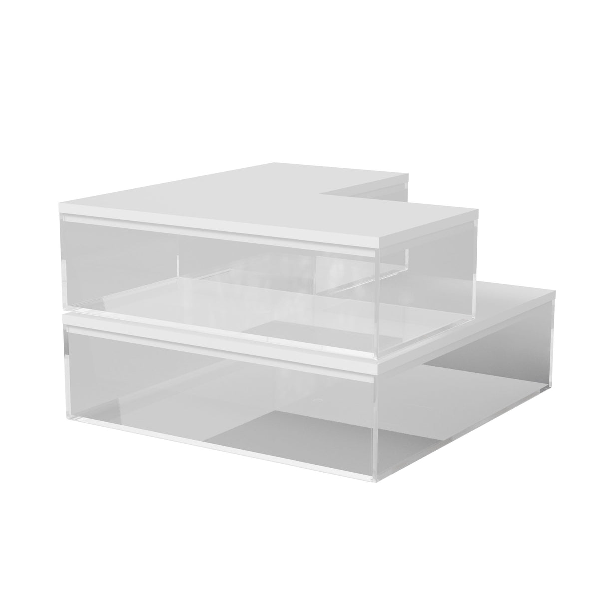 Clear/White |#| Premium Clear Plastic Storage Bins with White MDF Lids-3PK S/M/L