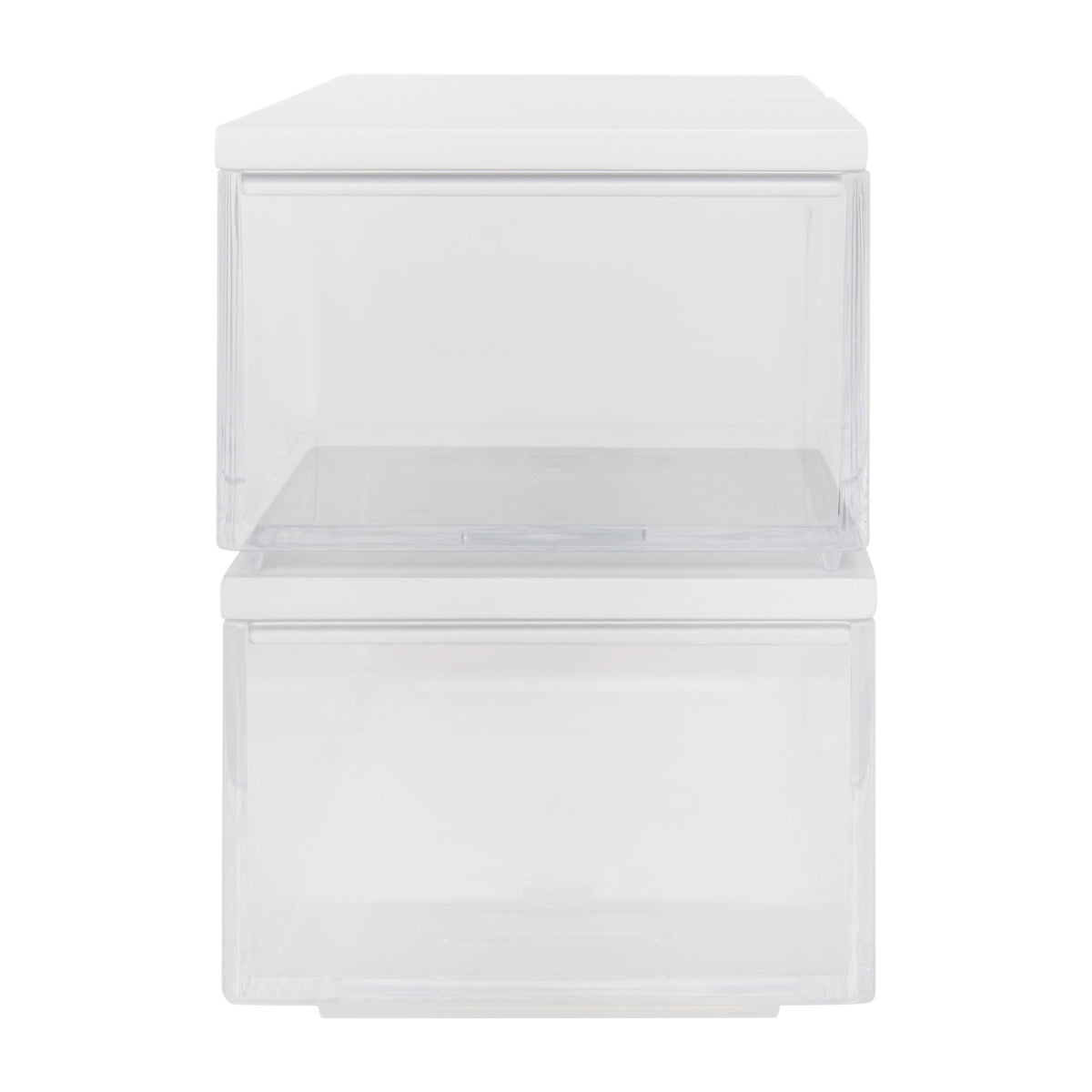 Clear/White |#| Premium Clear Plastic Storage Bins with White MDF Lids-2-SM/1-MED