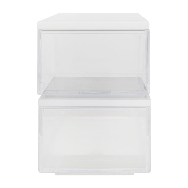 Clear/White |#| Premium Clear Plastic Storage Bins with White MDF Lids-2-SM/1-MED