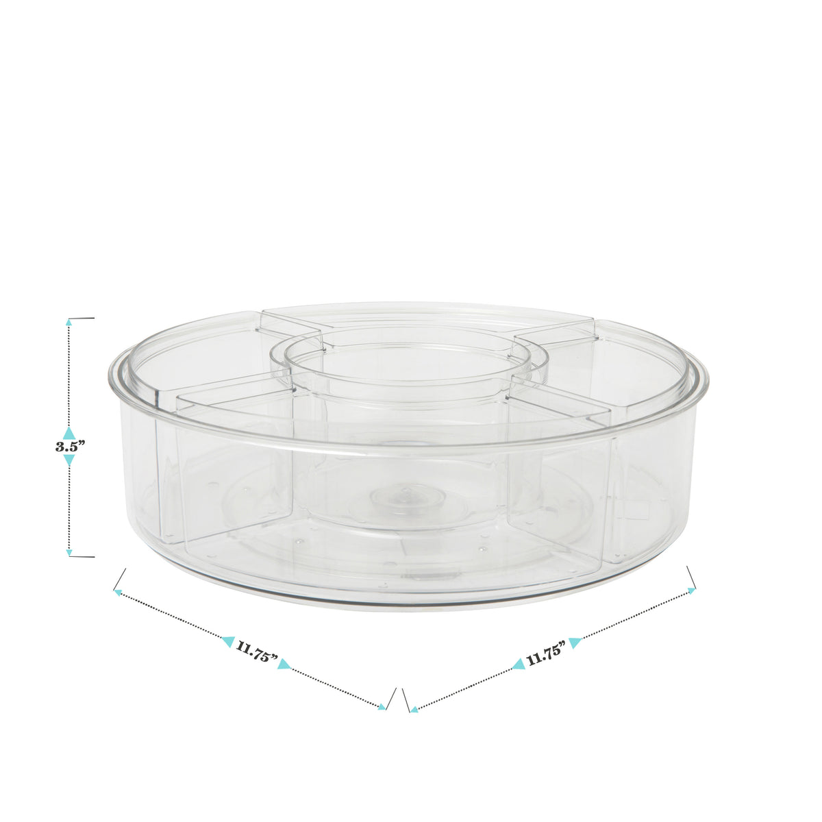 12" Lazy Susan Plastic Desktop Turntable with 5 Removable Storage Bins - Clear