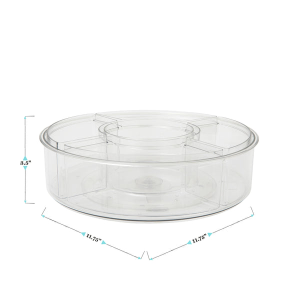12" Lazy Susan Plastic Desktop Turntable with 5 Removable Storage Bins - Clear