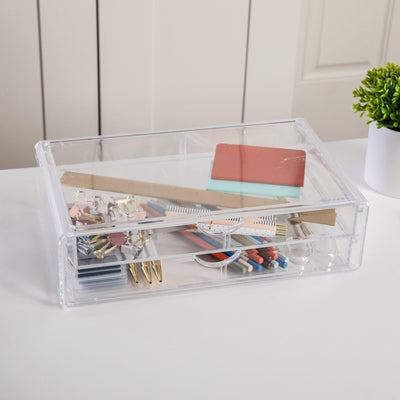 Brody Plastic Stackable Office Desktop Organizer Box with 2 Drawers - View 2