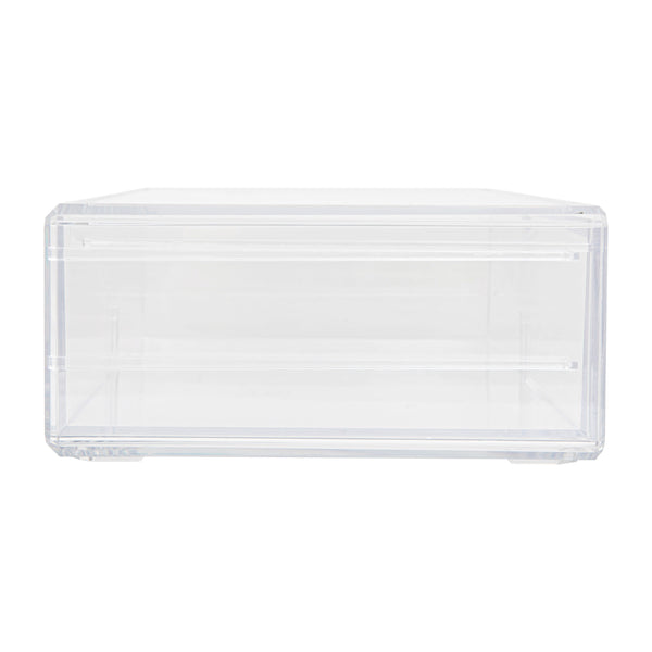 Desktop Organization Box with Half Moon Opening Pullout Drawer - Clear Plastic
