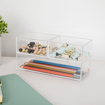 Brody Set of 3 Stack and Slide Plastic Tray Office Desktop Organizers - View 2