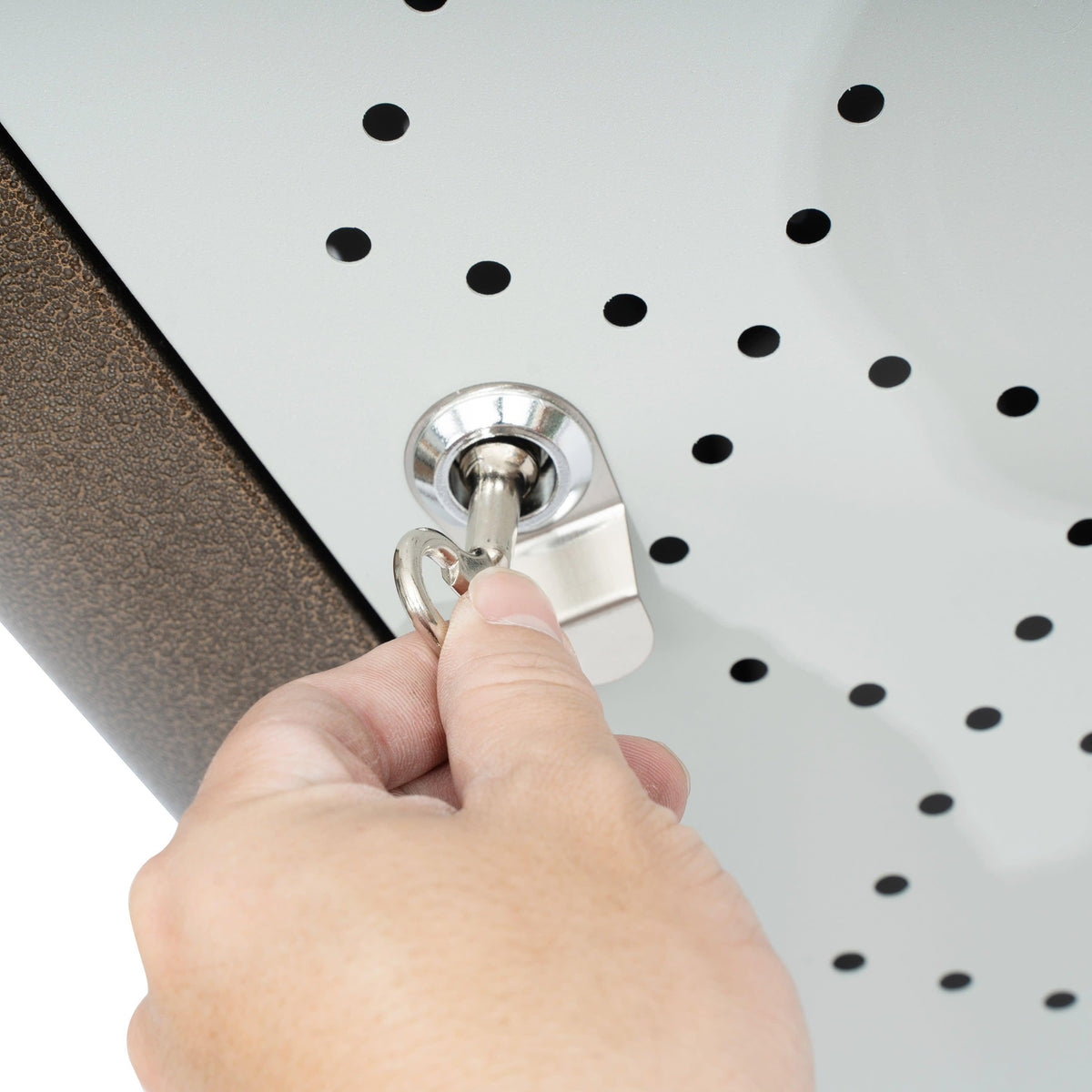 Brown |#| Commercial 31.4 GAL Steel Trash Can with Inner Bin, Locking Access Door-BR/SIL