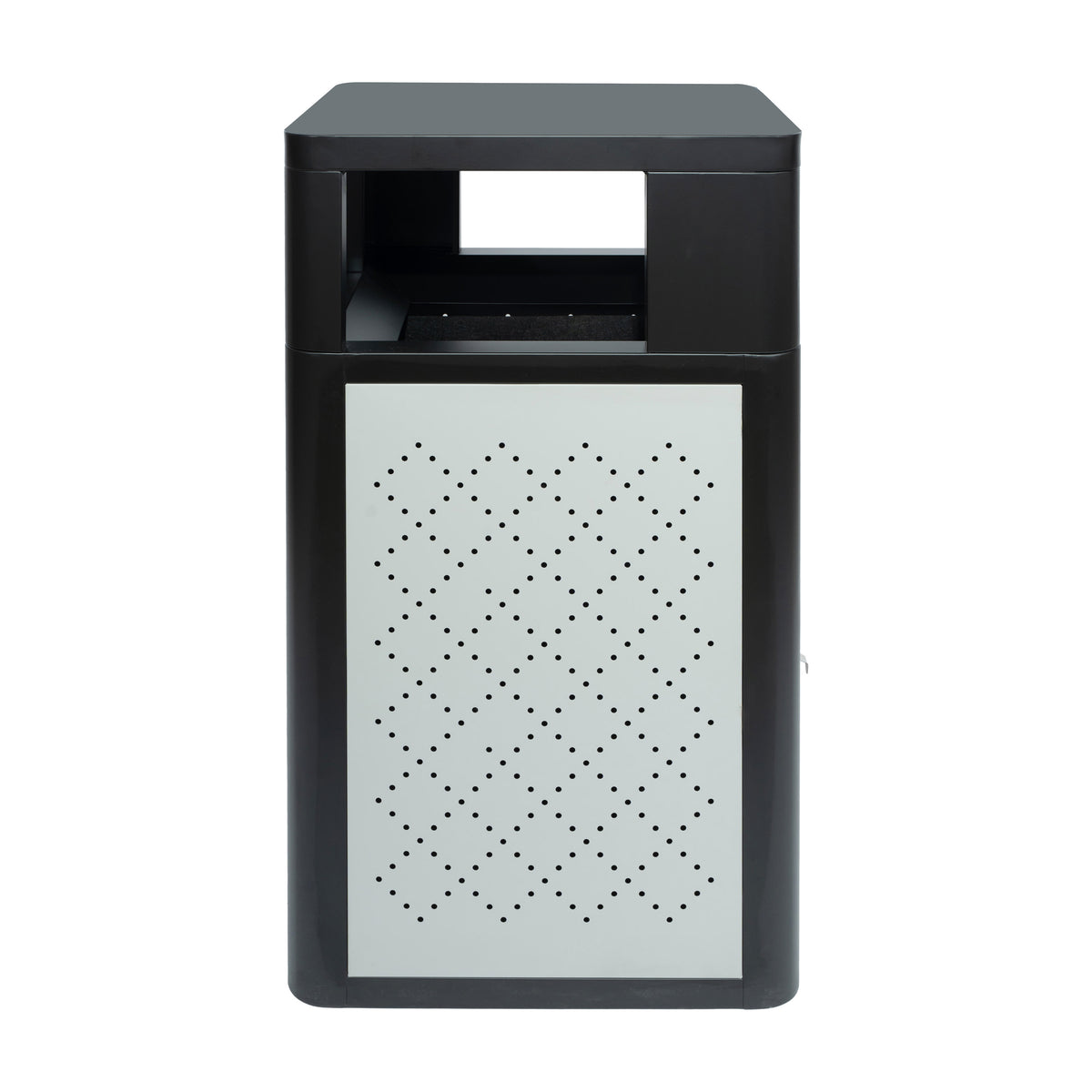 Black |#| Commercial 31.4 GAL Steel Trash Can with Inner Bin, Locking Access Door-BK/SIL