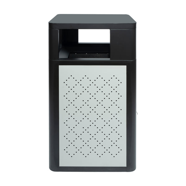 Black |#| Commercial 31.4 GAL Steel Trash Can with Inner Bin, Locking Access Door-BK/SIL