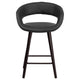Black |#| 24inch High Cappuccino Wood Rounded Open Back Counter Height Stool in Black Vinyl