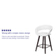 White |#| 24inch High Cappuccino Wood Rounded Open Back Counter Height Stool in White Vinyl