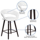 White |#| 24inch High Cappuccino Wood Rounded Open Back Counter Height Stool in White Vinyl