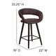 Brown |#| 24inch High Cappuccino Wood Rounded Open Back Counter Height Stool in Brown Vinyl