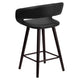 Black |#| 24inch High Cappuccino Wood Rounded Open Back Counter Height Stool in Black Vinyl