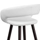 White |#| 29inch High Contemporary Cappuccino Wood Rounded Open Back Barstool in White Vinyl