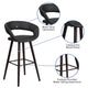 Black |#| 29inch High Contemporary Cappuccino Wood Rounded Open Back Barstool in Black Vinyl
