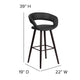 Black |#| 29inch High Contemporary Cappuccino Wood Rounded Open Back Barstool in Black Vinyl