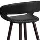Black |#| 29inch High Contemporary Cappuccino Wood Rounded Open Back Barstool in Black Vinyl