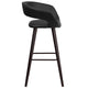 Black |#| 29inch High Contemporary Cappuccino Wood Rounded Open Back Barstool in Black Vinyl