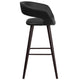 Black |#| 29inch High Contemporary Cappuccino Wood Rounded Open Back Barstool in Black Vinyl