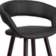 Black |#| 29inch High Contemporary Cappuccino Wood Rounded Open Back Barstool in Black Vinyl