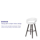 White |#| 29inch High Contemporary Cappuccino Wood Rounded Open Back Barstool in White Vinyl