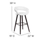 White |#| 29inch High Contemporary Cappuccino Wood Rounded Open Back Barstool in White Vinyl