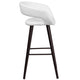 White |#| 29inch High Contemporary Cappuccino Wood Rounded Open Back Barstool in White Vinyl
